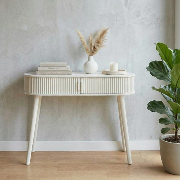 Garden Greatness Maison Ribbed Sand Tone Side Table Modern