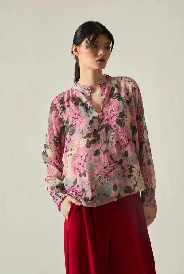 James Lakeland Pink Peony Print Blouse