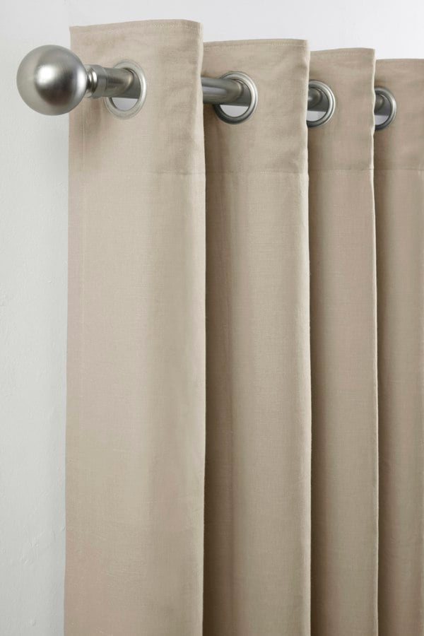 Lazy Linen Pure Washed Linen Lined Eyelet Curtains - Rose Gold