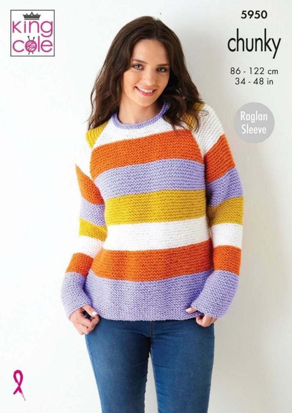 King Cole Big Value Chunky Knitting Pattern 5950, Sweaters for Women, 34 - 48 Inches