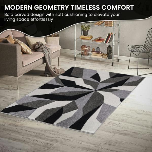 Smart Living Carved Rug Contemporary - Grey Black