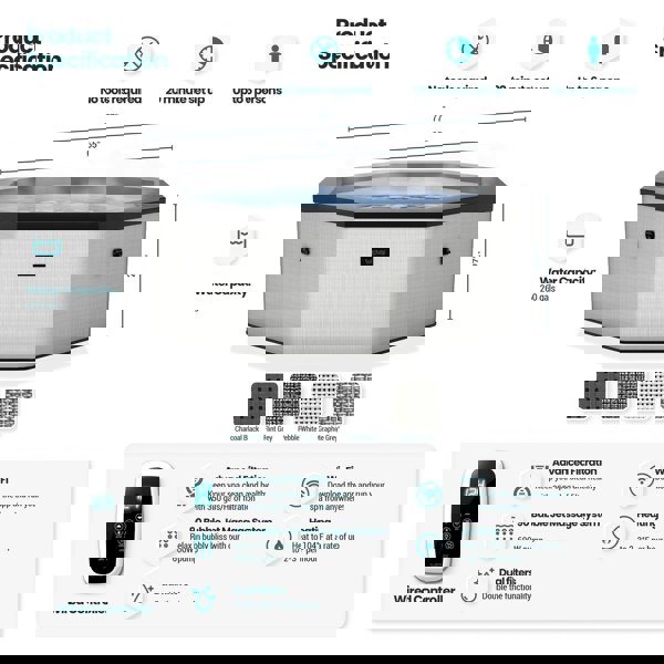 Como | 6-Person Eco Foam Hot Tub | Built-In Integrated Heater | Charcoal Black - Eco Foam Spas - Wave Spas USA