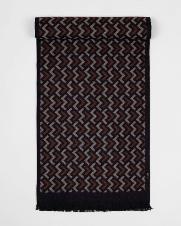 Steel & Jelly Cley – Navy Geometric Patterned Scarf