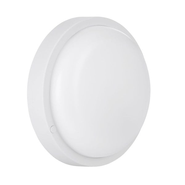 EGLO Basic Boschetto-E Round White Plastic Eco-Friendly Outdoor Wall/Ceiling Light, (D) 17cm