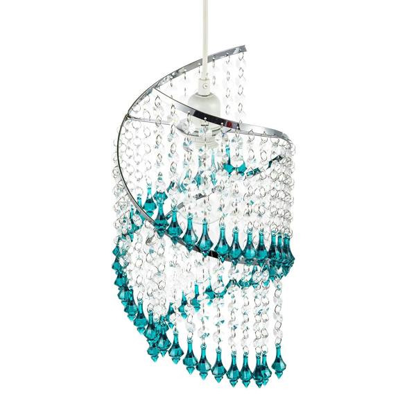 Modern Spiral Waterfall Pendant Shade with Teal and Clear Acrylic Image 5