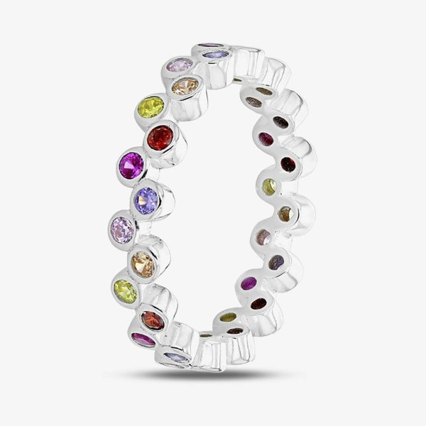 T. H. Baker Sterling Silver Rainbow Cubic Zirconia Band Ring 8.84.9851