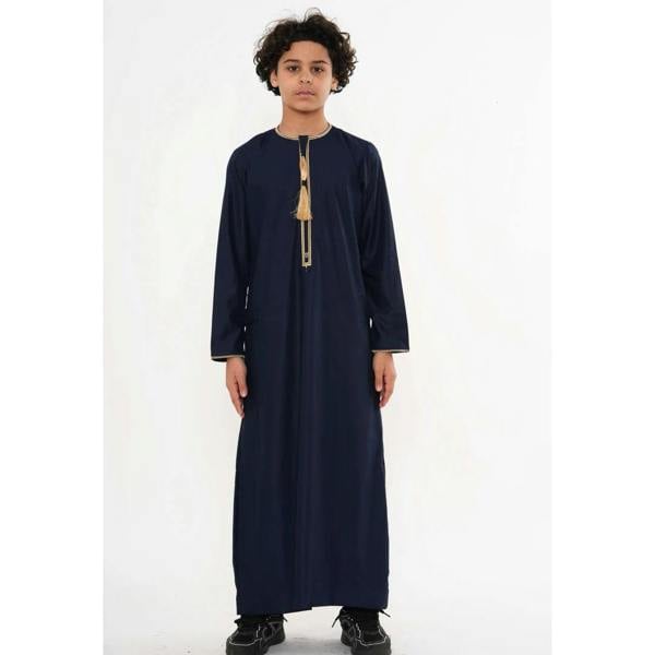 TT-003 - Boy's Emirati Omani Gold Tassel Embroidery Thobe - Navy - Thobez - 11