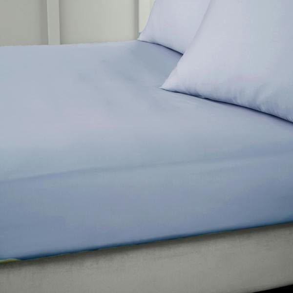 Bianca 400 Thread Count Cotton Sateen Fitted Sheet Blue