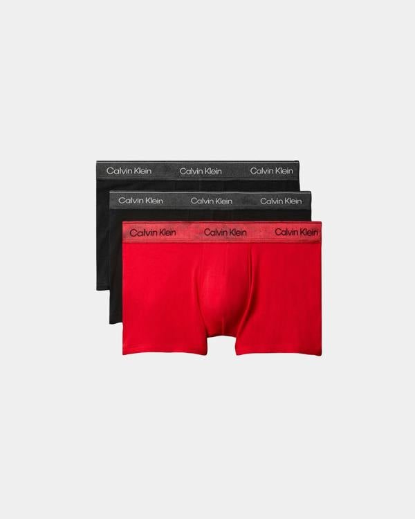Calvin Klein 3-Pack Icon Cotton Stretch Mens Trunks - Black/Goji Berry/Black