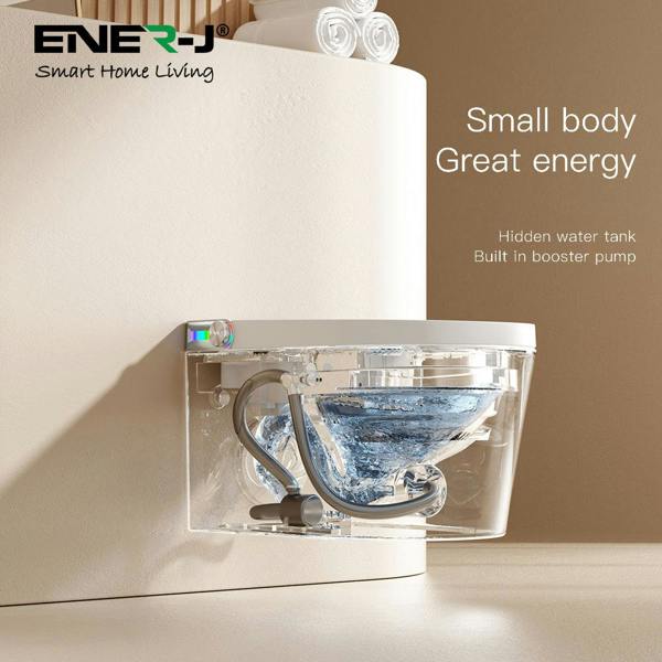 Ener-J Hygiene Pro Wall-Mounted Smart Toilet, Built-In Tank, UV Sterilisation, Auto-Lid & Heated Bidet