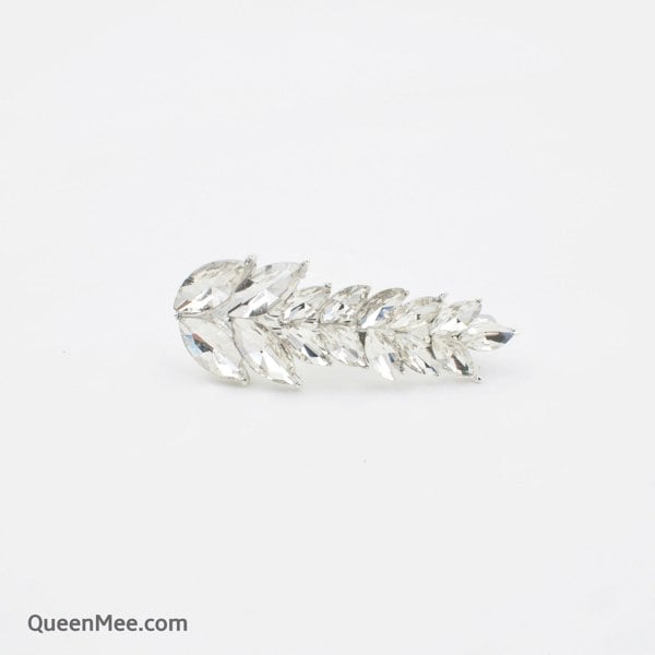 vintage hair clip small leaf in silver