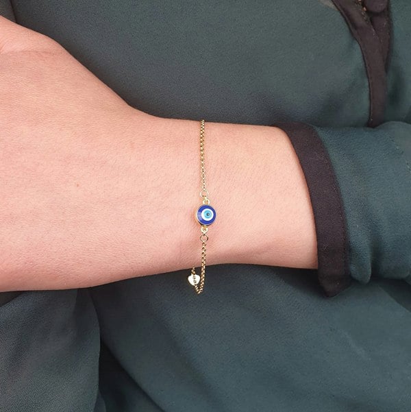 Turkish Blue Evil Eye Friendship Gold Plated Bracelet