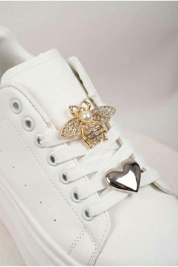 Sloane White Platform Trainers - Silver