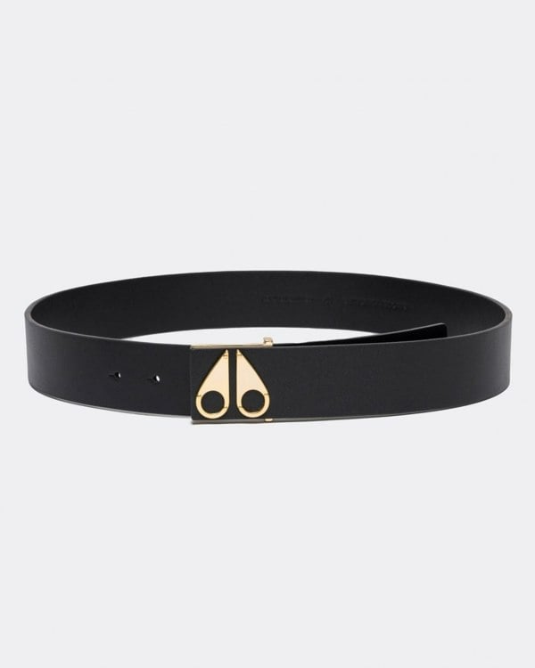 Moose Knuckles Mens Gold Logo Icon Belt