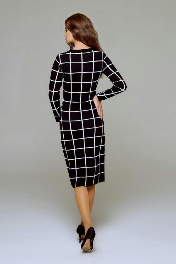 Esther monochrome checked jacquard dress