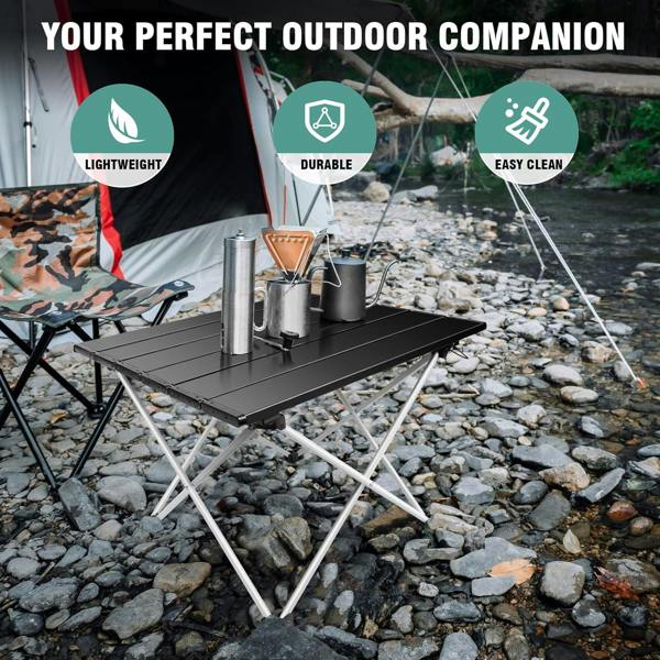 Dyzi Folding Aluminium Camping Table 35cm Portable Black