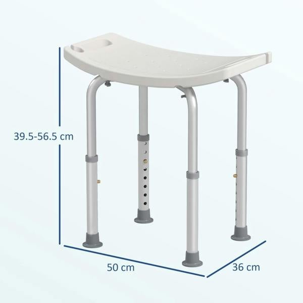 Dyzi Adjustable Shower Bath Stool Non-Slip Aluminium Frame Seat