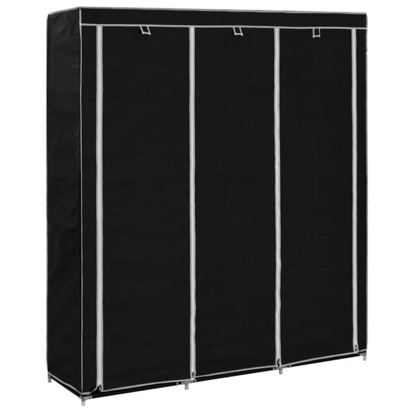 Berkfield Wardrobe with Compartments and Rods Black 150x45x175 cm Fabric