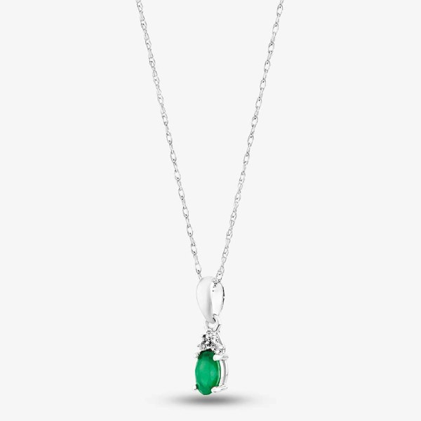 T. H. Baker 9ct White Gold 0.19ct Emerald & 0.007ct Diamond Pendant QP00178 9KW-EM