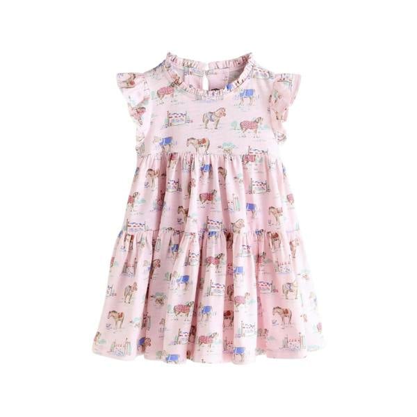 Cath Kidston Girls Tiered Horse Jersey Dress - Pink - 