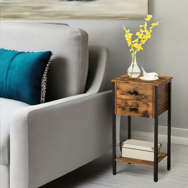 Rafaelo Mobilia Slim Side Table with 2 Drawers