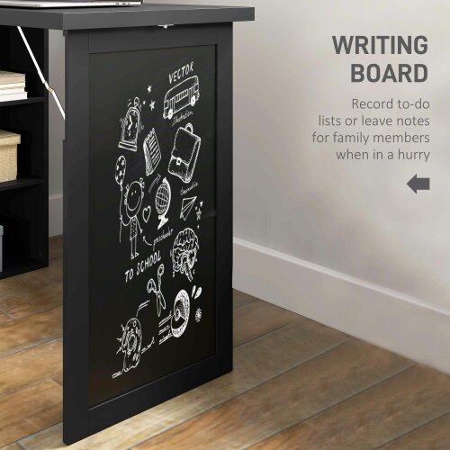 Wyld Haus Havizi 98cm Black 3 Section Work Desk With Chalkboard And Storage