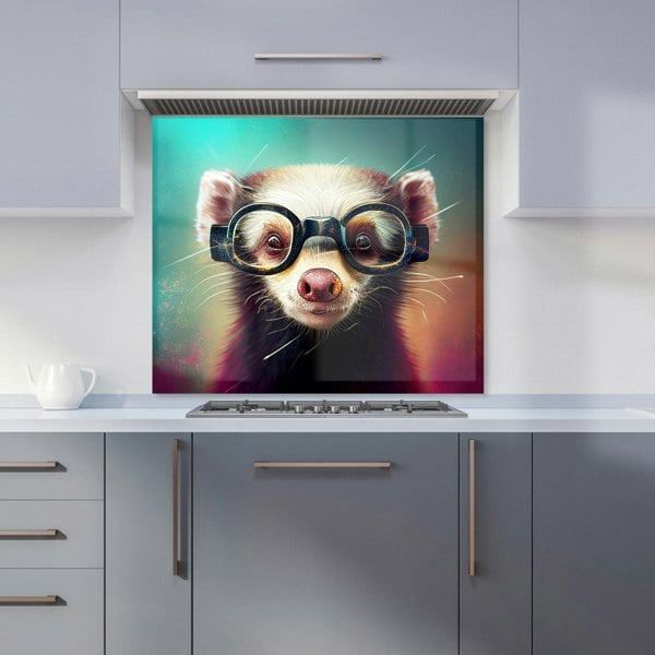 Warren Reed - Designer Ferret With Glasses Splashart Kitchen Splashback