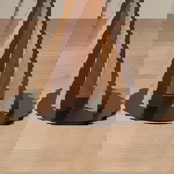 Caruso Round Extending Dining Table, Sintered Stone, White with oak dining tables and chairs