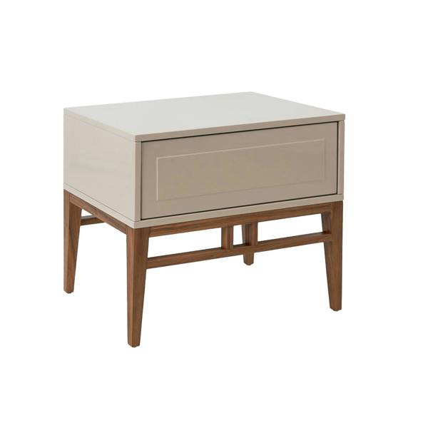 Angel Cerdá Beige and Walnut Wood Bedside Table 7035