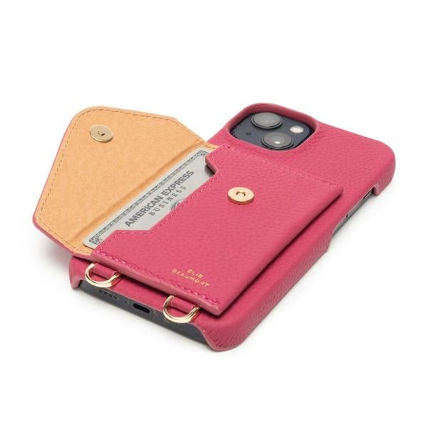 Elie Beaumont Genuine Leather iPhone Case - Azalea - Champagne Diamante Lanyard