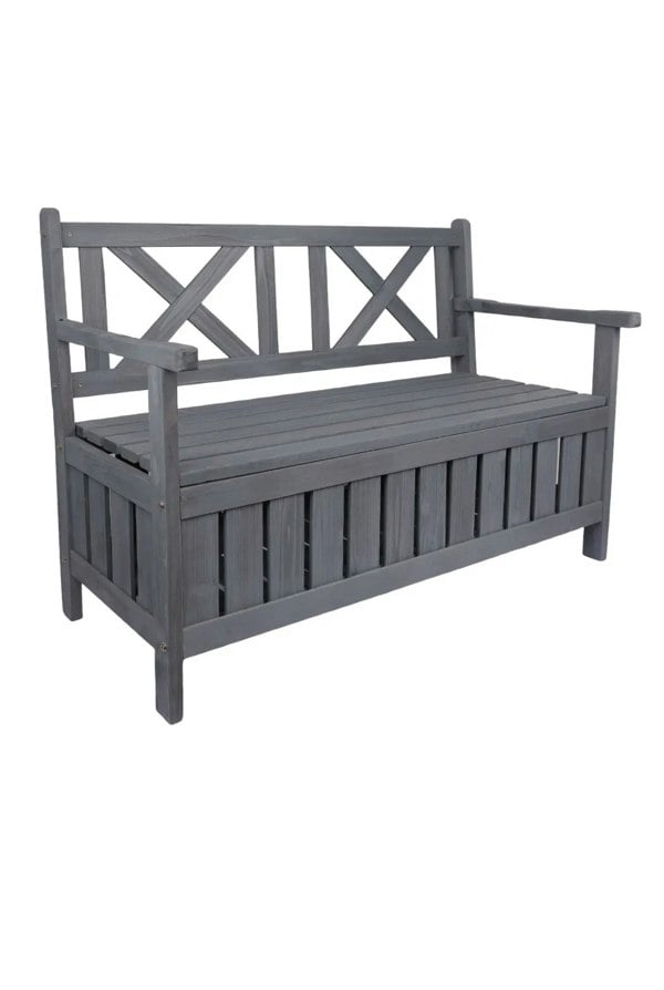 Groundlevel Wooden Garden Storage Bench