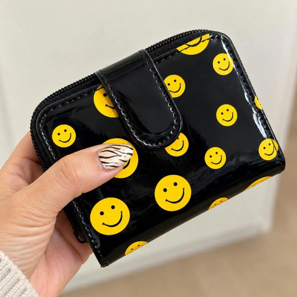Lorenz Smiley Face PVC Zip Around Purse
