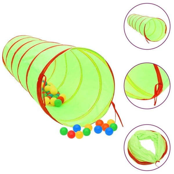 Berkfield Children Play Tunnel with 250 Balls Green 175 cm Polyester