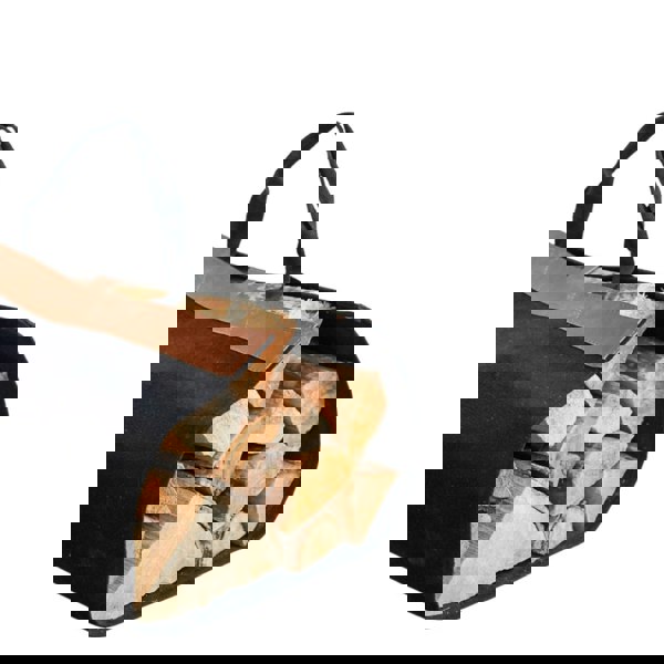 Ivyline Fabric Log Bag Black with Faux Leather