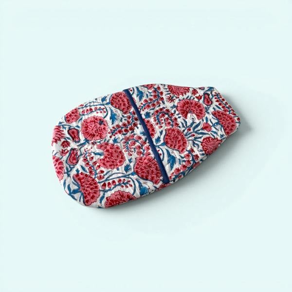 Hayley & Co Hot Water Bottle Cover - Red Floral Cotton Block Print