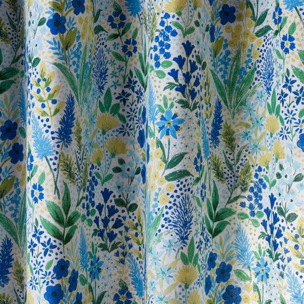 Catherine Lansfield Tilly Floral Blue Fully Lined Ready Made Eyelet Curtains