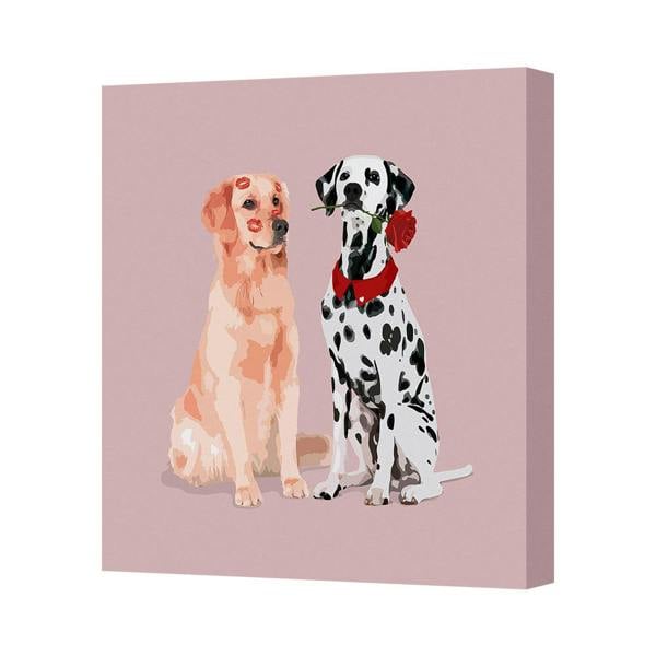 Benjamin Tate Design Two Dogs on Canvas Art Print Dalmatian and Golden Retriever