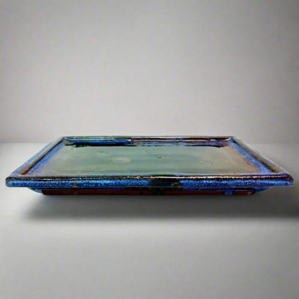 23cm Glazed Bonsai Pot Drip Tray | Rectangle - Yorkshire Bonsai