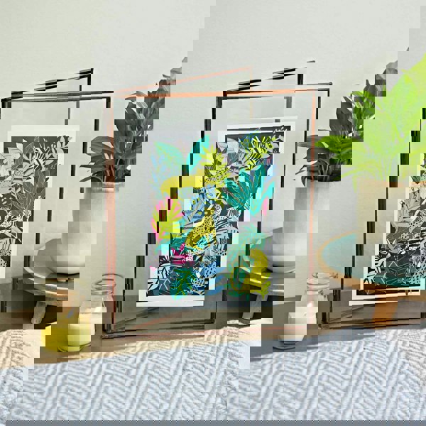 Paper High Antique Brass Recycled Glass Folded Double Photo Frame