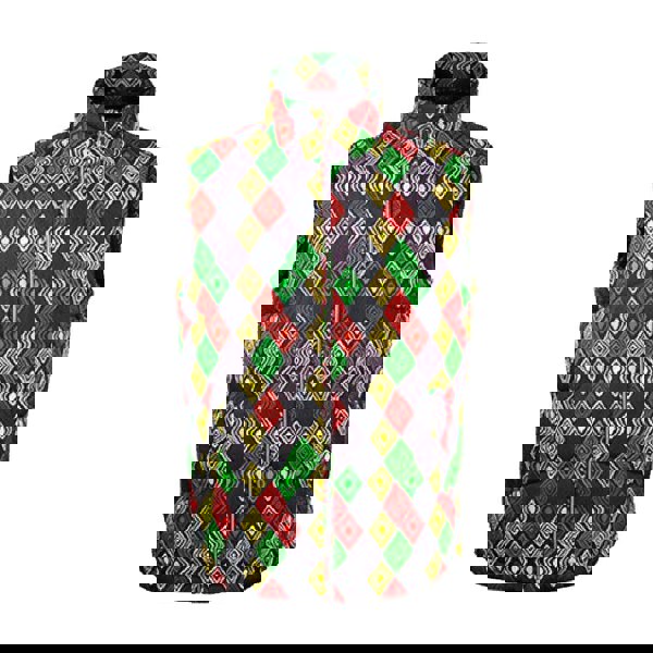 David WeJ Ethnic Print Padded Gilet - Black Multi