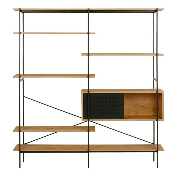 Furniture To Go Angus Bookcase with 1 Sliding Door & 5 Shelves in Oak & Black