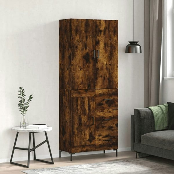 Berkfield Highboard Smoked Oak 69.5x34x180 cm Engineered Wood