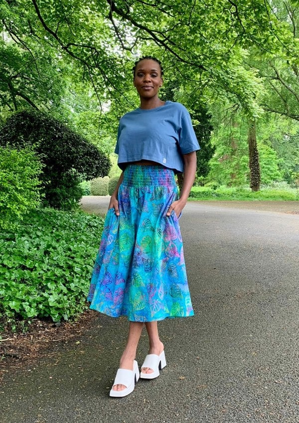 Frock Tales Orchid Midi Skirt With Pockets In Waterside Print