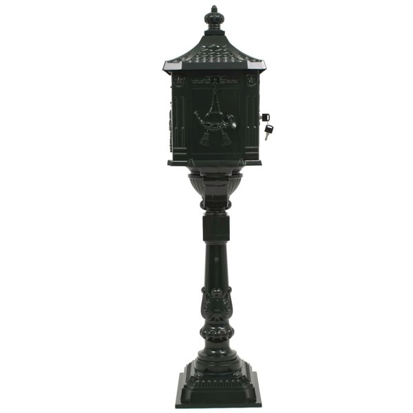 Berkfield Pedestal Letterbox Aluminium Vintage Style Rustproof Green
