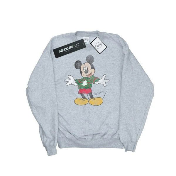 Disney Boys Mickey Mouse Christmas Jumper Sweatshirt - Sports Grey