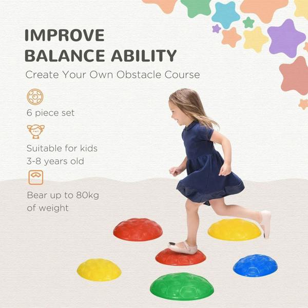 Kids stepping stone set with colorful non-slip pads and child climbing stance