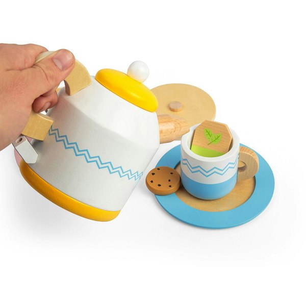 Bigjigs Toys Wooden Tea Set For Two Set - Includes A Kettle, Teacups And More