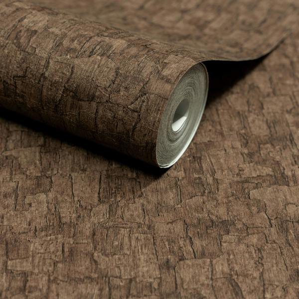Grandeco Boutique Azobe Cork Effect Luxury Weight Embossed Wallpaper,  Brown