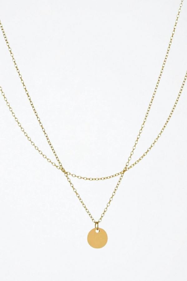 Serla Gold Plated Disc Layered Necklace