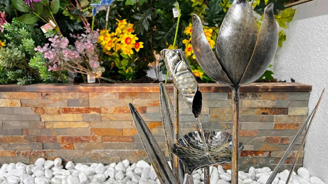 Tranquillity Water Features Small Flower Modern Metal Water Feature